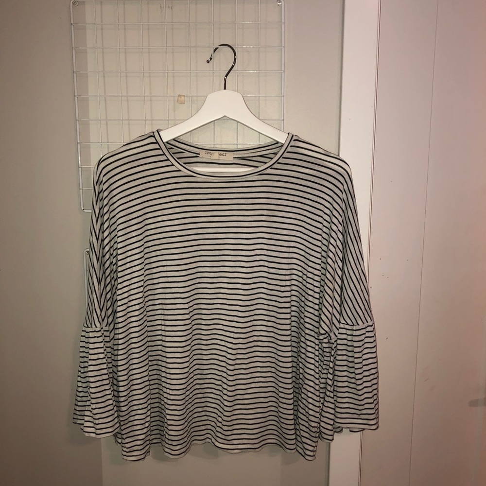 Flare-Sleeve Striped Shirt